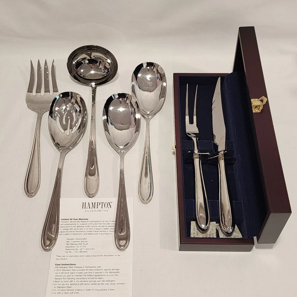 Hampton‎ Silversmiths 18/10 Stainless Steel Serving Set 7pc Ladle Carving Boxed